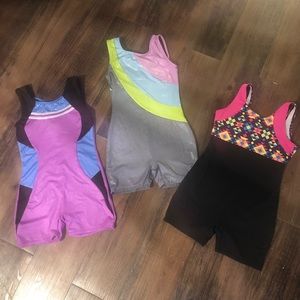 Bundle of 3 girls gymnastics leotards unitards